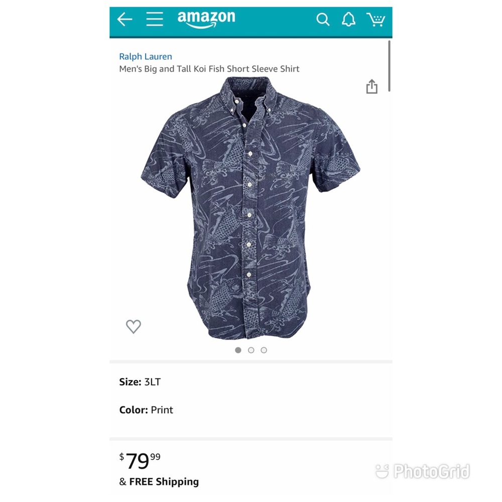 Men’s Big and Tall Koi Fish Short Sleeve Shirt